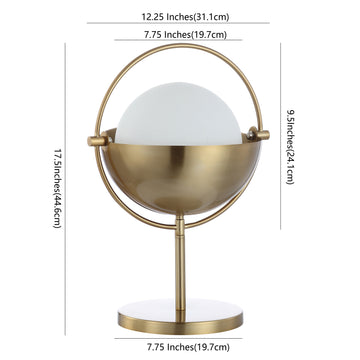 Casi 17.5" Iron/Glass Art Deco Mid Century Globe LED Table Lamp - JONATHAN Y